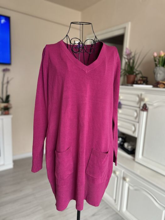 Pulover lung Bhs, marime 48, nou, fucsia