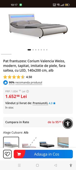 Vand pat cu saltea 1.40×2.00 m ,1200lei