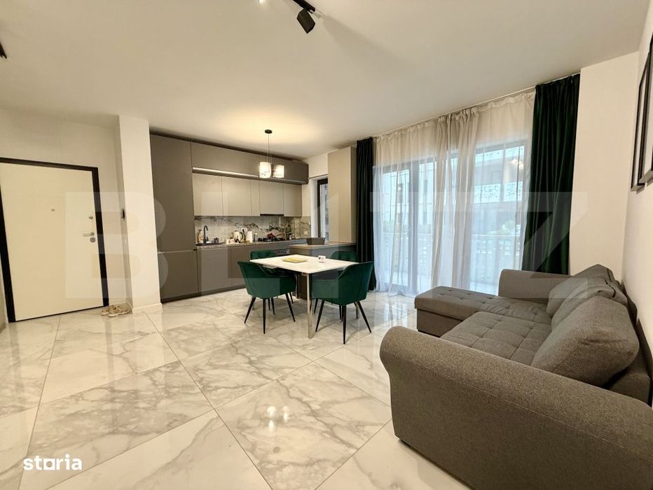 Apartament de 2 camere, 54 mp, complet mobilat, in ansamblu de lux –