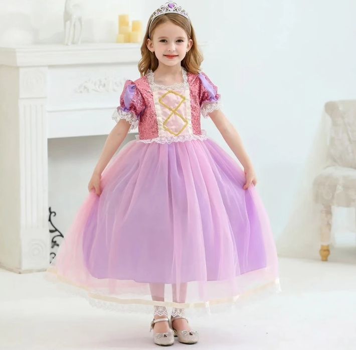 Праздничное платье для девочки принцессы Рапунцель на 5, 6, 7 лет