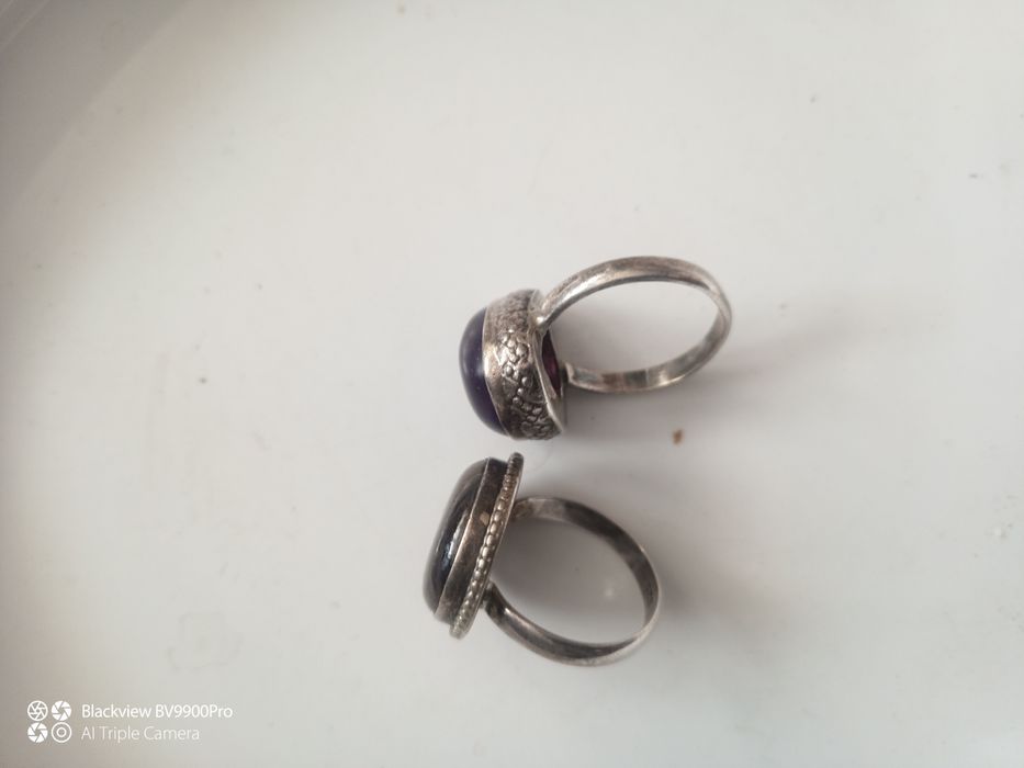 Set doua inele vechi cu  piatra pt dama inox