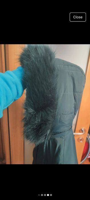 Haina iarna dama / parka verde cu fermoar