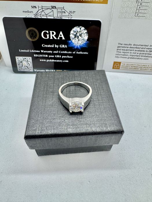 Сребърен пръстен с мойсанит (Диамант) 2 карата