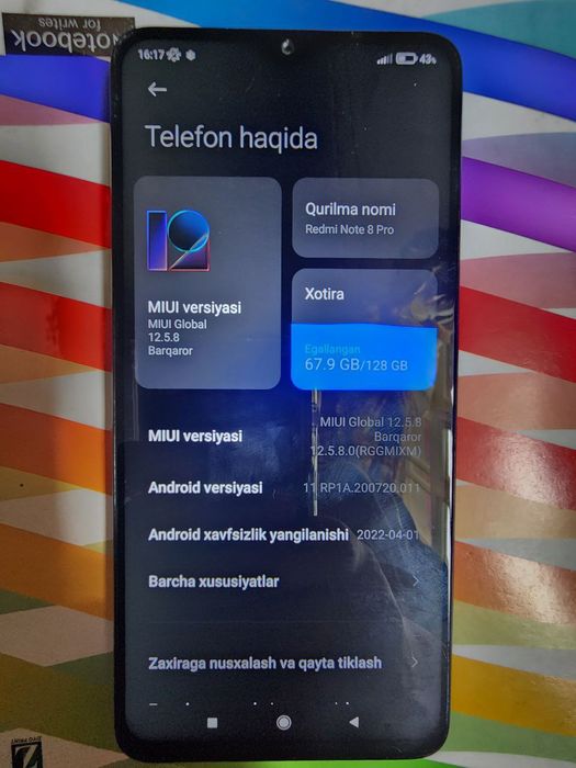 Redmi note 8 pro 128/6