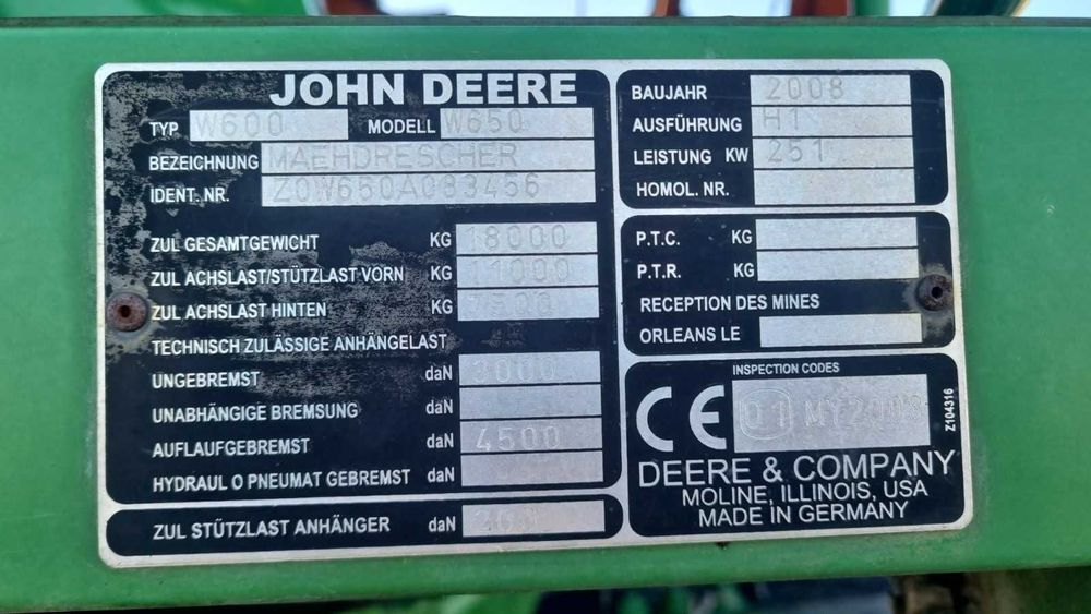 Комбайн на части John Deere W650