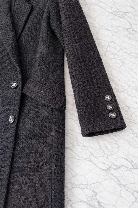 черно дамско палто шанел chanel букле туид в добро състояние