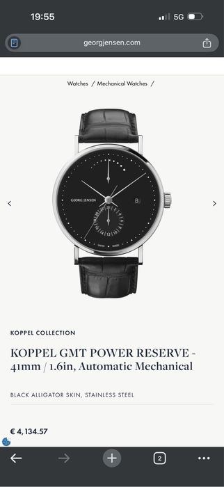 Ceas Georg Jensen Koppel GMT Power Res 41mm Automatic, 4134€ retail
