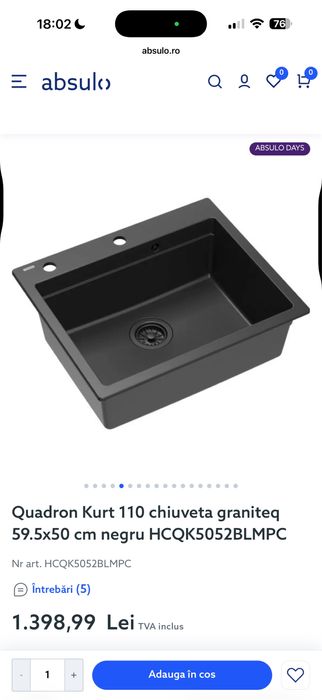 Chiuveta quadron si baterie genesis negre