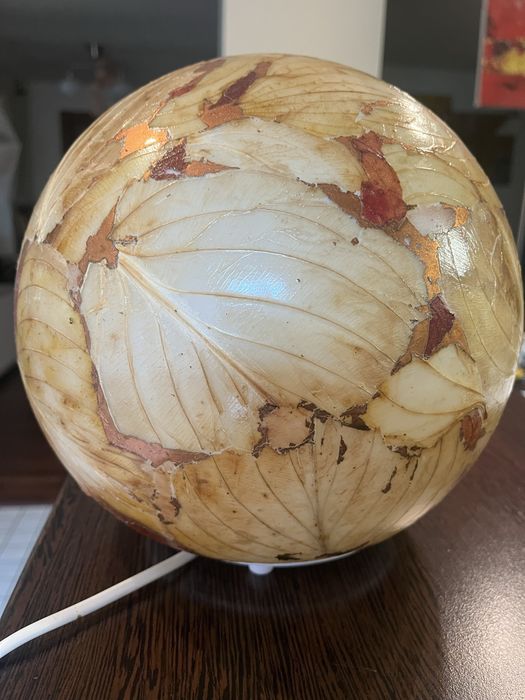 Veioza unicat Alexandru Poteca, frunze naturale si foita, 23 cm