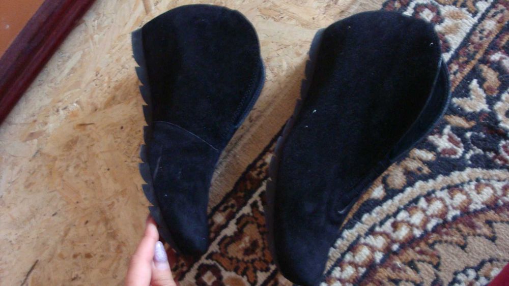 Pantofi negri cu elastic, Paul Green, piele intoarsă, nr 37