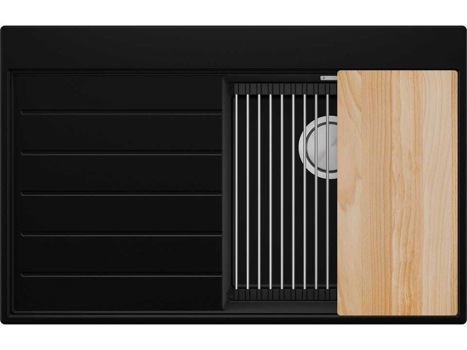 Черна гранитна кухненска мивка Сидни 780-45 Ergo Multilevel 780х500