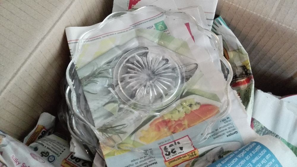 нови кристални чаши неупотребявани, други прибори - разпродажба