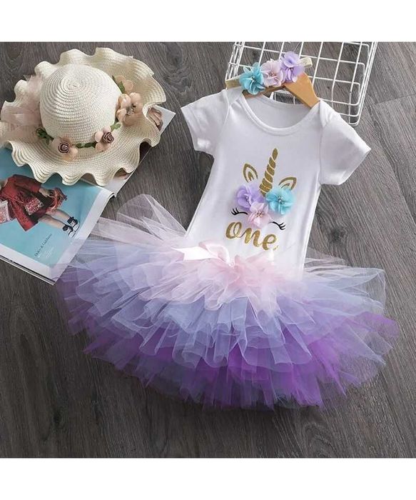 Set aniversar fetita 1 an  format din body  , fusta si bentita