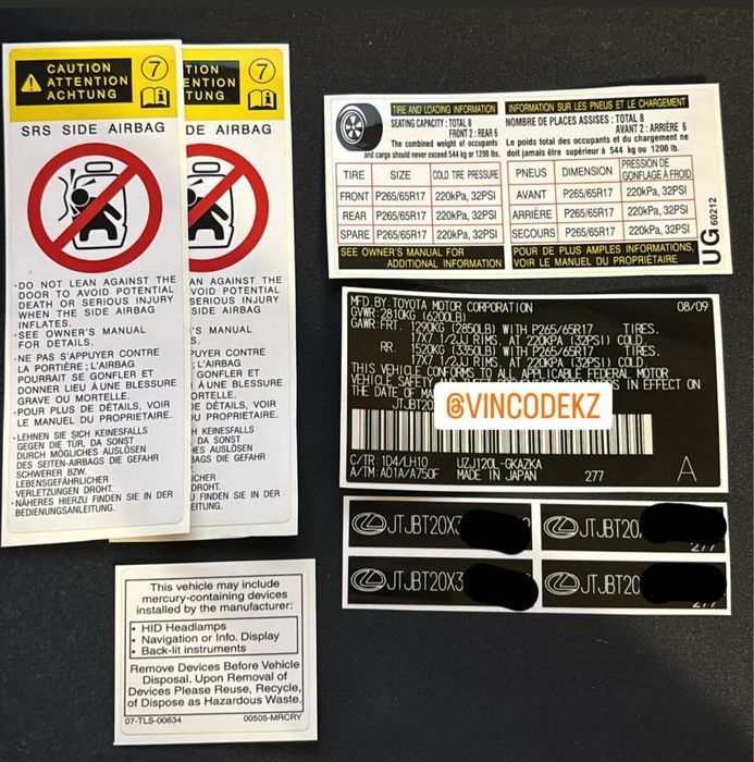 VINCODE, Шидьдик, VIN-стикеры, вин наклейки