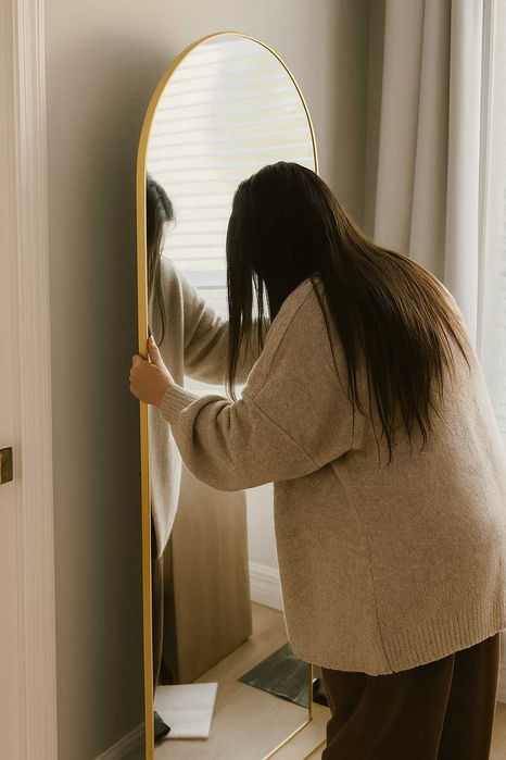 Премиум напольное зеркало 180x80 см, золотое и чёрное