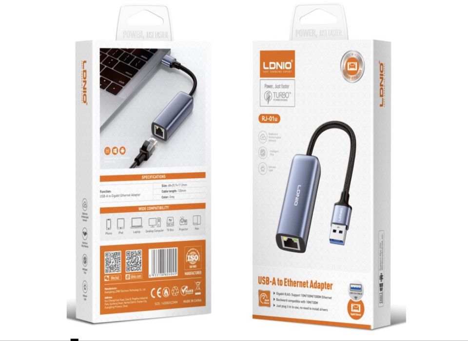LDNIO USB-A to Ethernet Adapter модель RJ-01U