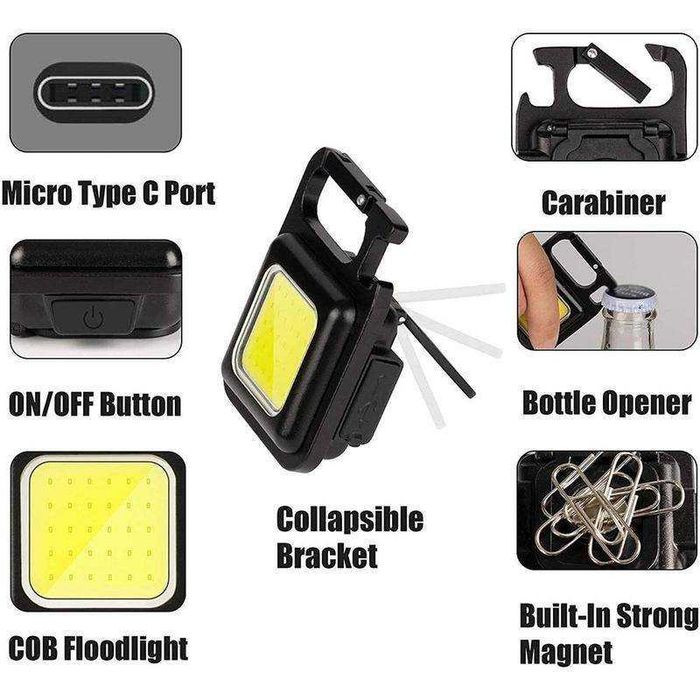 Lanternă mică cu LED 500, portabilă mini USB -SOS. IDEALA pt copii!!