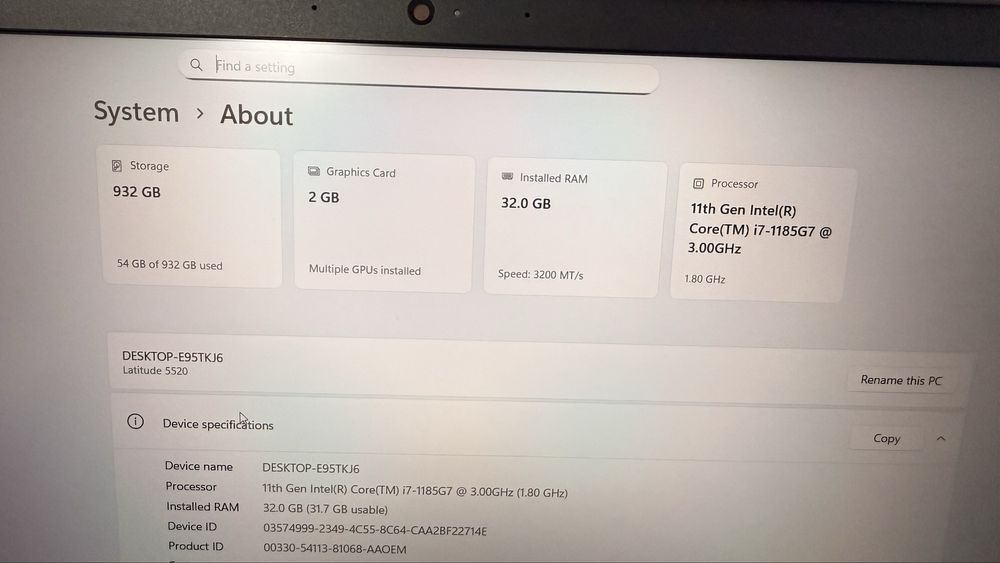 DELL Latitude i7 32GB 1TB ssd