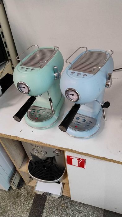 Чисто нова Кафемашина ръкохватка-ръчна Retro-Ретро Син-Зелен 1100 W 15 бара