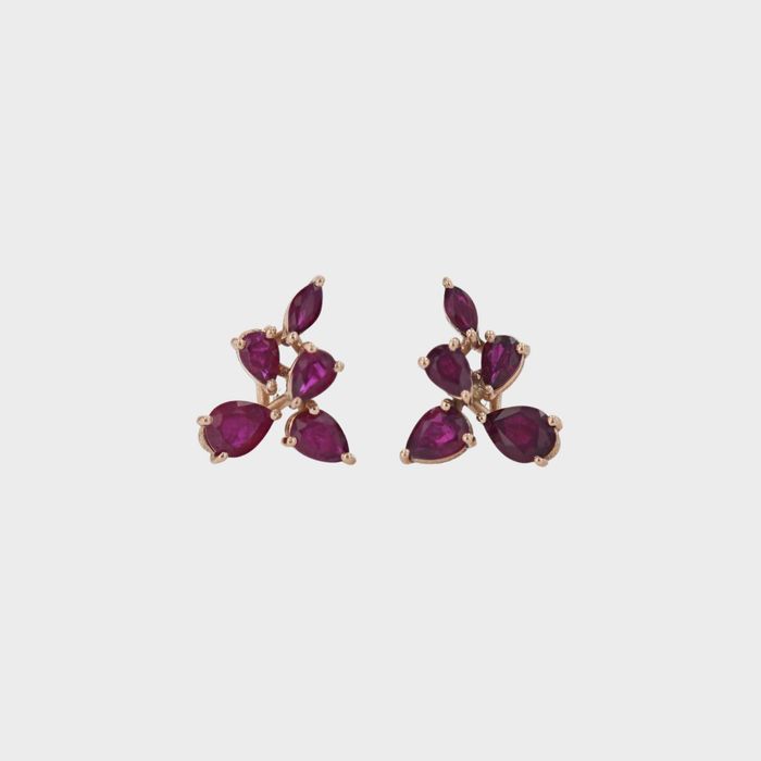 Cercei din aur roz 18k cu rubine~ 1,34ct. cod 9918