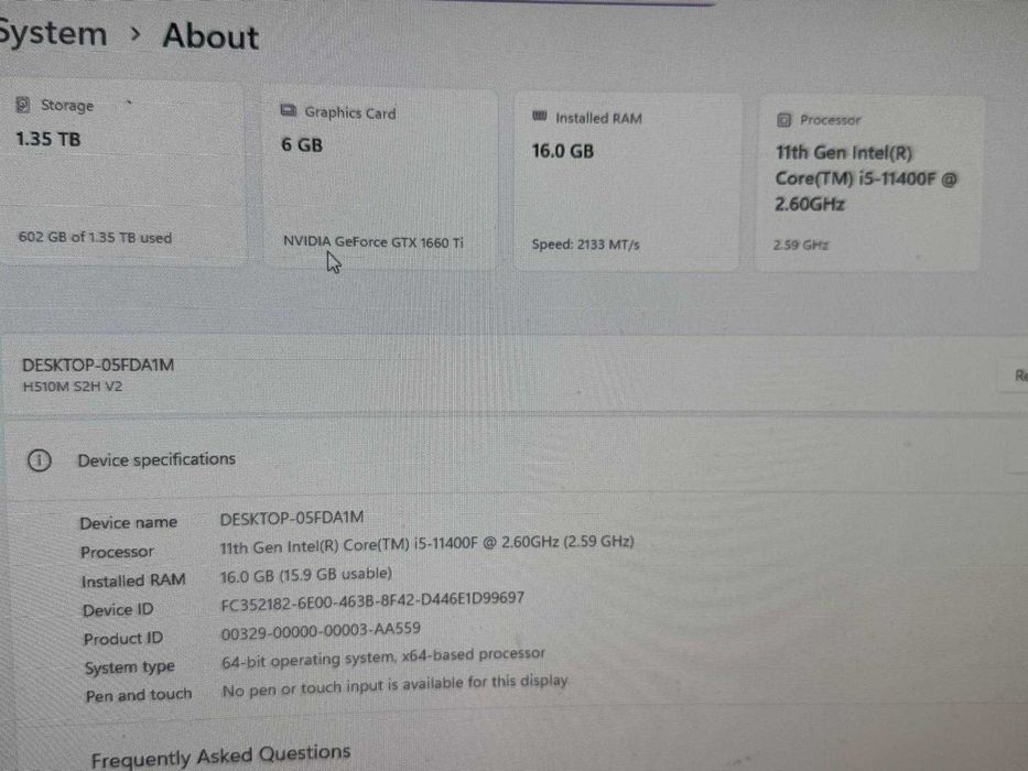 PC Gaming-16GB ram 1660 Ti Oc 6GB , Monitor Curbat Dell 60cm diagonala