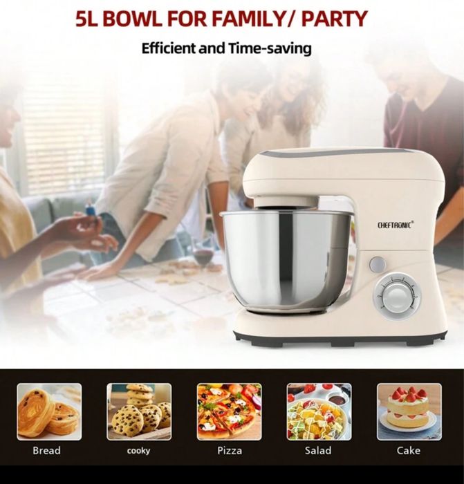 Mixer de bucătărie electric, 5L, cu cap înclinat 6+P