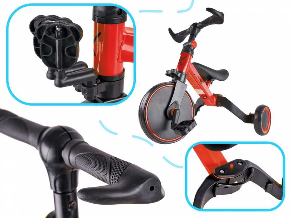 Tricicleta copii Ikonka Trike Fix Red cu pedale, 3 in 1 pana la 30kg