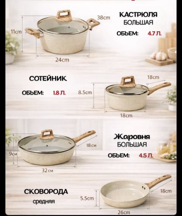 Новый набор посуды для приготовления