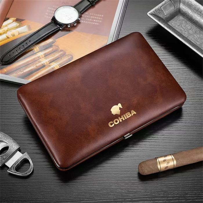 Хумидор COHIBA за 5 пури – кожен калъф, преносим