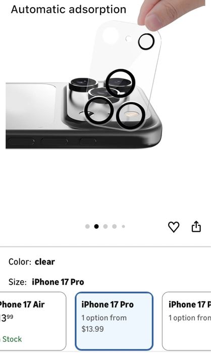 Iphone 17 pro uchun camera steklo 9h