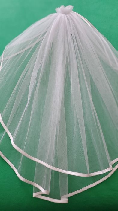 Воал бял двоен къс за булченска рокля