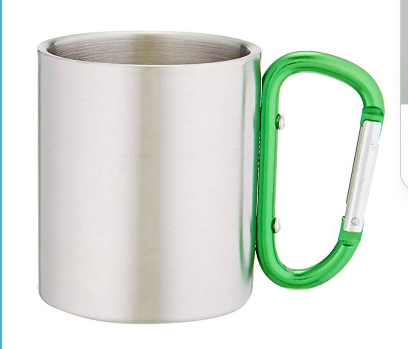 Сублимируема чаша от неръждаема стомана с цветна дръжка тип Карабинер