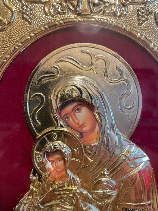 icoana argintata icoana veche maica domnului dim 24x27 icoana veche
