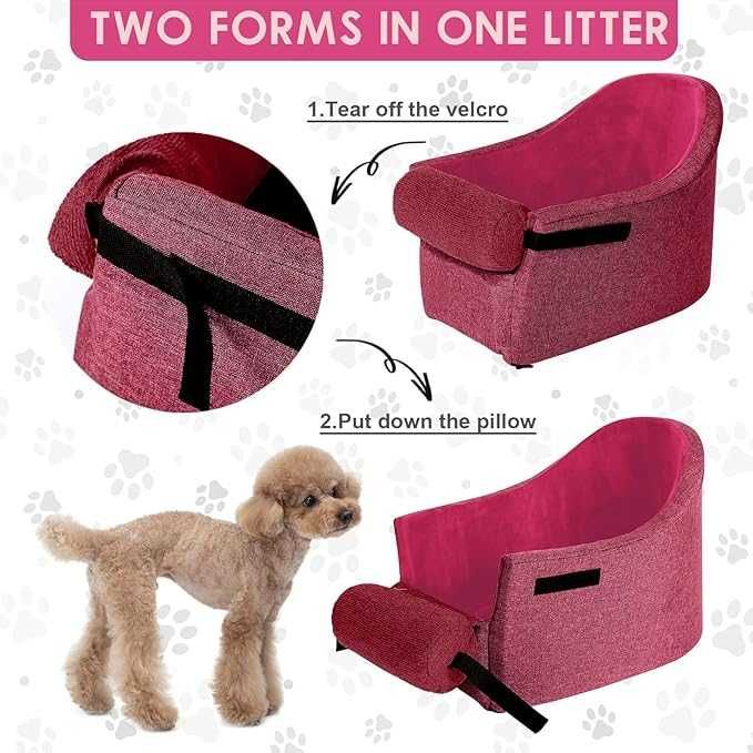 Pat caini pentru transport in masina - culoare roz - pentru cotiera