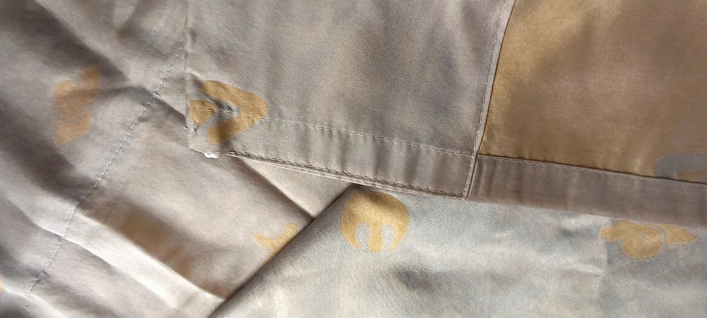 Vand 2 perdele organza gri silver patinat cu revers soft auriu