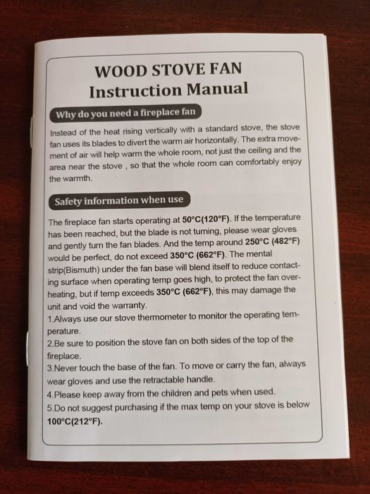 Ventilator pentru semineu, soba lemne alimentare termica 5 pale-100lei