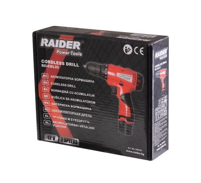 Машина за пробиване и завинтване с батерия 12v 1.5ah 24nm raider