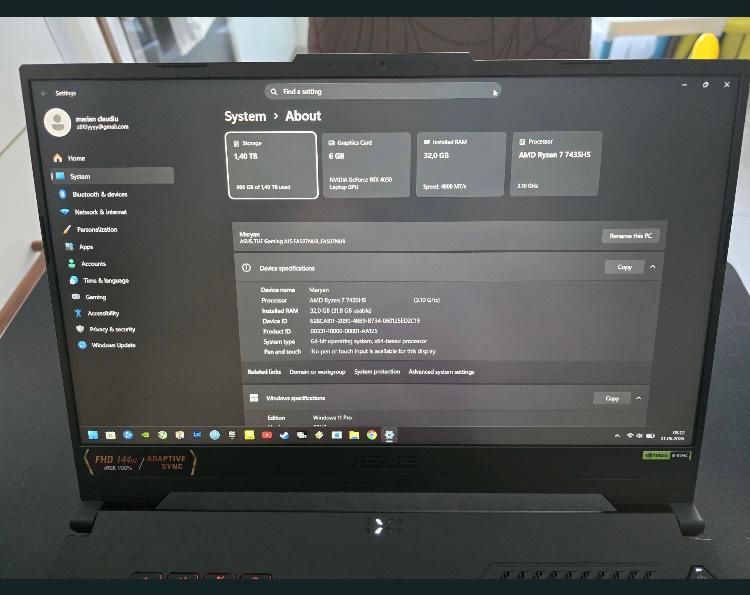 Vând laptop gaming Asus Tuf A15 în garanție la Altex. CITIȚI ANUNȚUL.