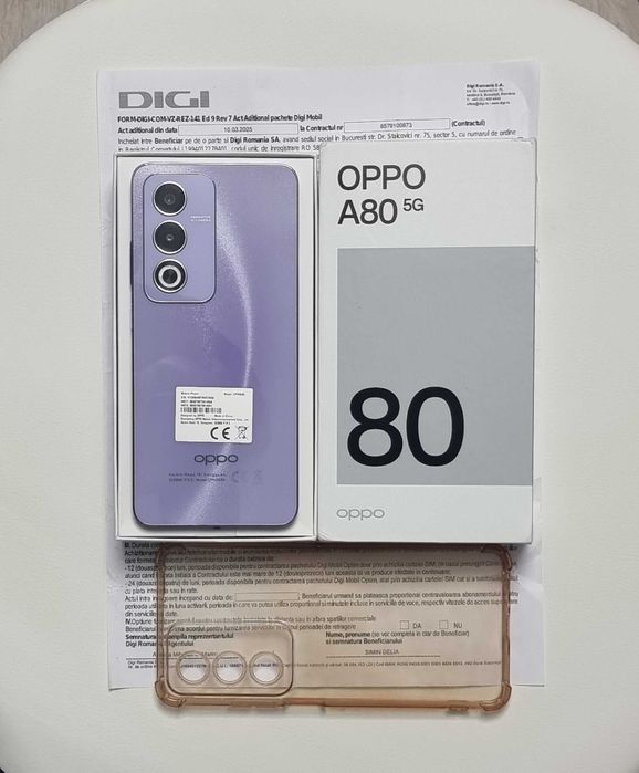 Oppo A80 5G, 256GB, 8 GB Ram, Ca nou, Garantie