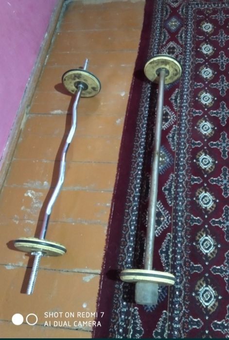 Штанга с прямым и Z грифом и блинами