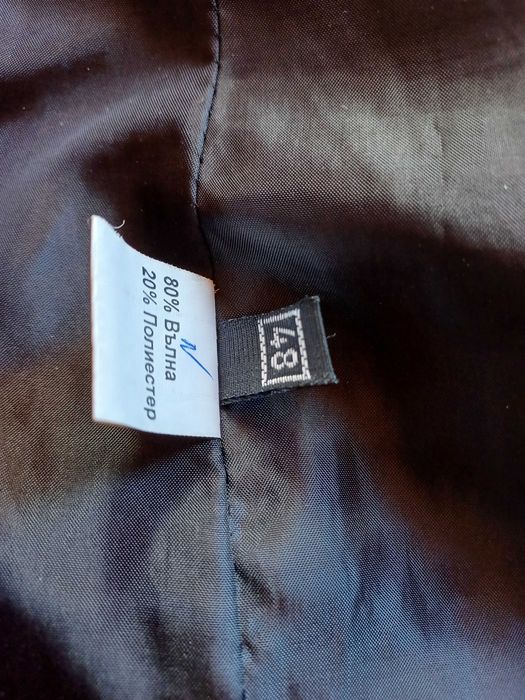 Зимно вълнено палто. Меланж бяло и черно.