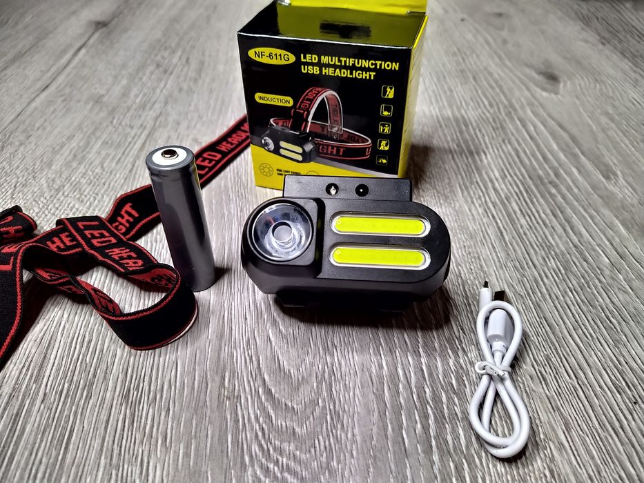 Lanterna Frontala Camping cu senzor de miscare, Led 2COB + 1Led XPE