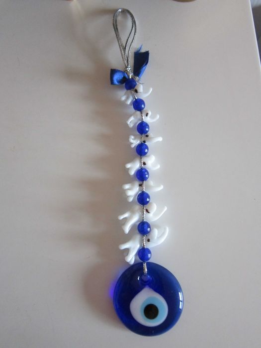 cadou rar feng shui Ganesha Evil Eye Elefanti sticla  India 1990