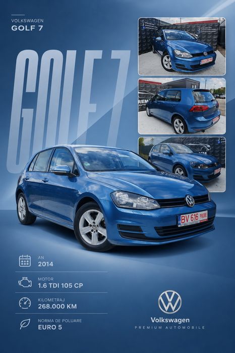 Volkswagen Golf 7 / 1.6 TDI 105 CP *GARANȚIE* Scaune încălzite / Dublu Climatronic /*RATE*
