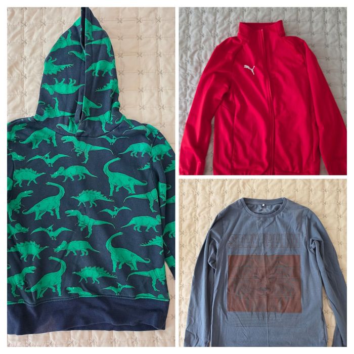 Голям лот от детски блузи и суитчъри Oshkosh,Adidas,HM за 7-8 год. грейка Rebel,якета