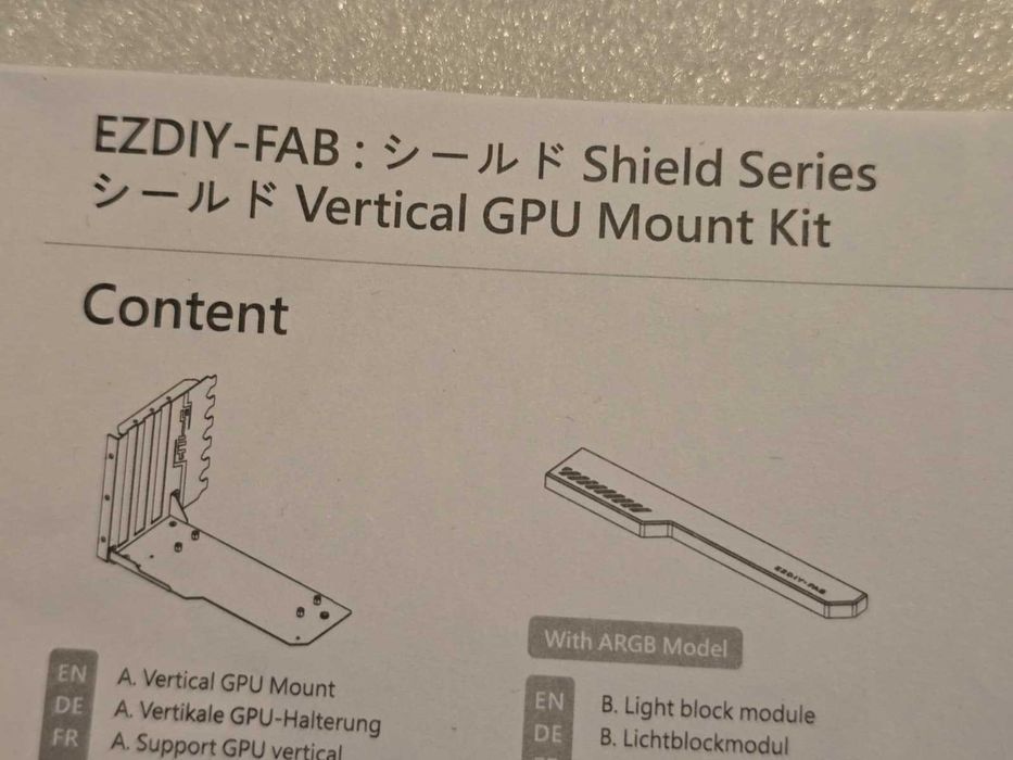Suport GPU vertical, cablu de extensie, viteză 4.0, modul ARGB, 90°