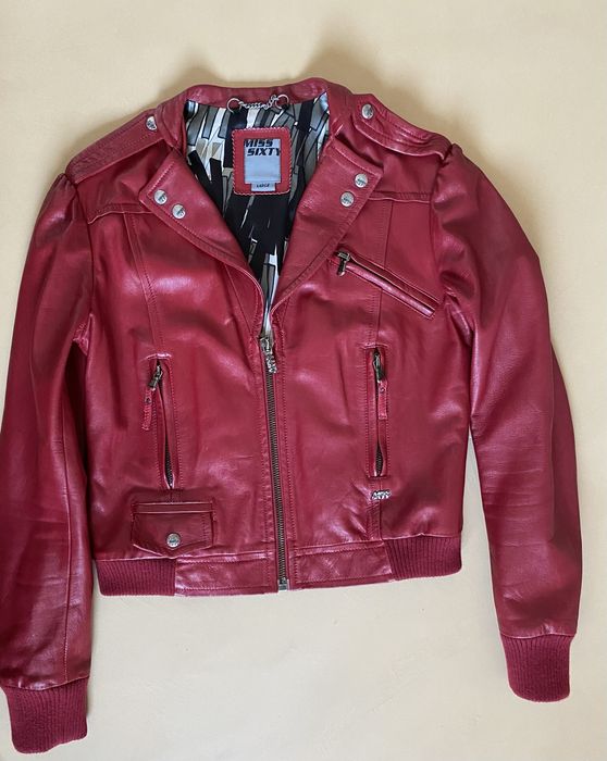 Geaca dama,rosie din piele naturala “MISS SIXTY”