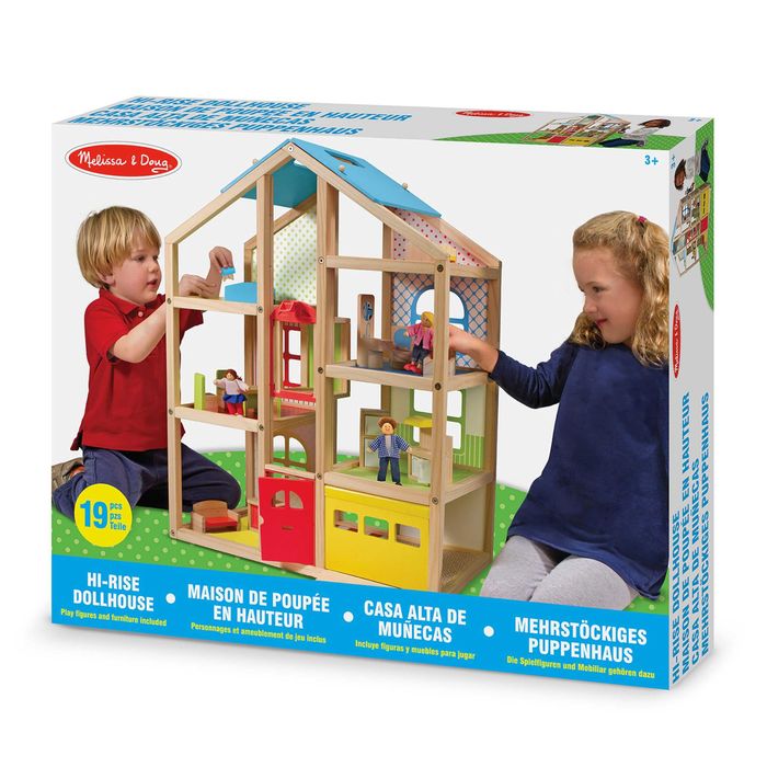 Дървена къща за кукли с обзавеждане и асансьор Melissa and Doug