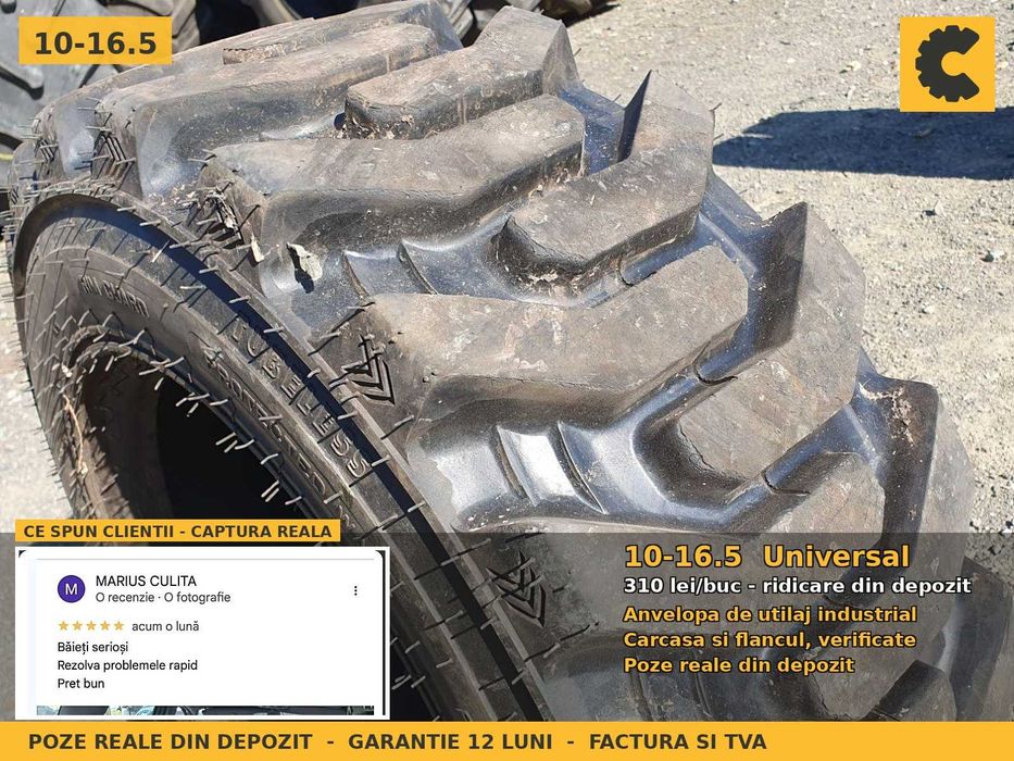 Cauciucuri Anvelope 10-16.5 10x16.5 10 16.5 10-16.5 SKS 10165 Universal Incarcator Buldo si Industrial SH Second Hand STOC REAL Garantie 1 An Pret Bun