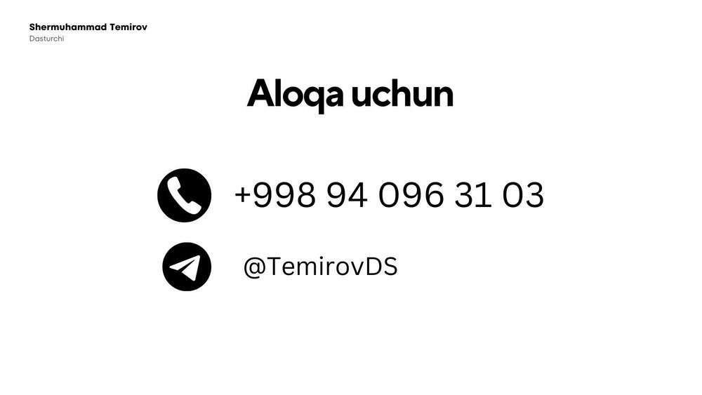 Telegram Bot Yasash | Sayt Yaratish | Online Do‘kon | Mobil Ilova